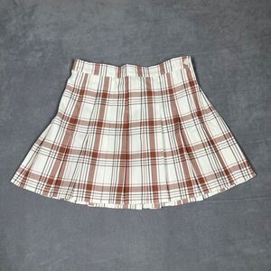 Aerie‎ Womens Skirt Size M Brick Brown Plaid Pleated Mini Preppy Schoolgirl NWT